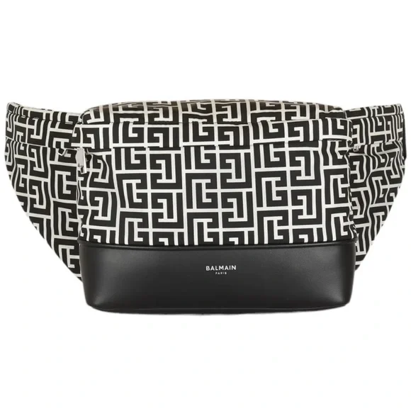 NEW Authentic Balmain Black White City All-Over Belt Bag Waist Bag - Picture 3 of 10